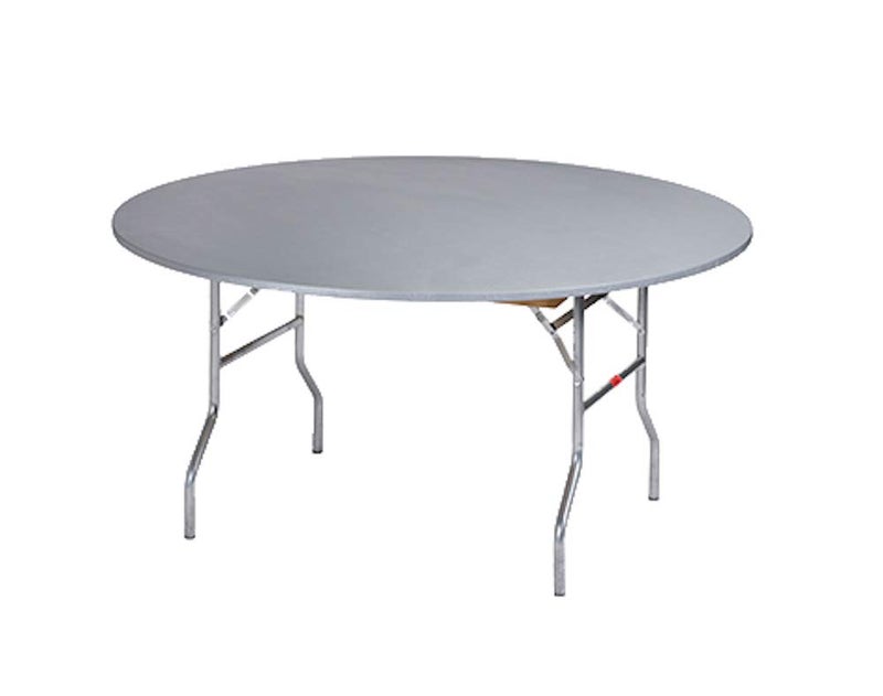 Kwik-Covers 60" Round Fitted Plastic Table Covers, Bundle of 5 (Metallic Silver) - Image 1